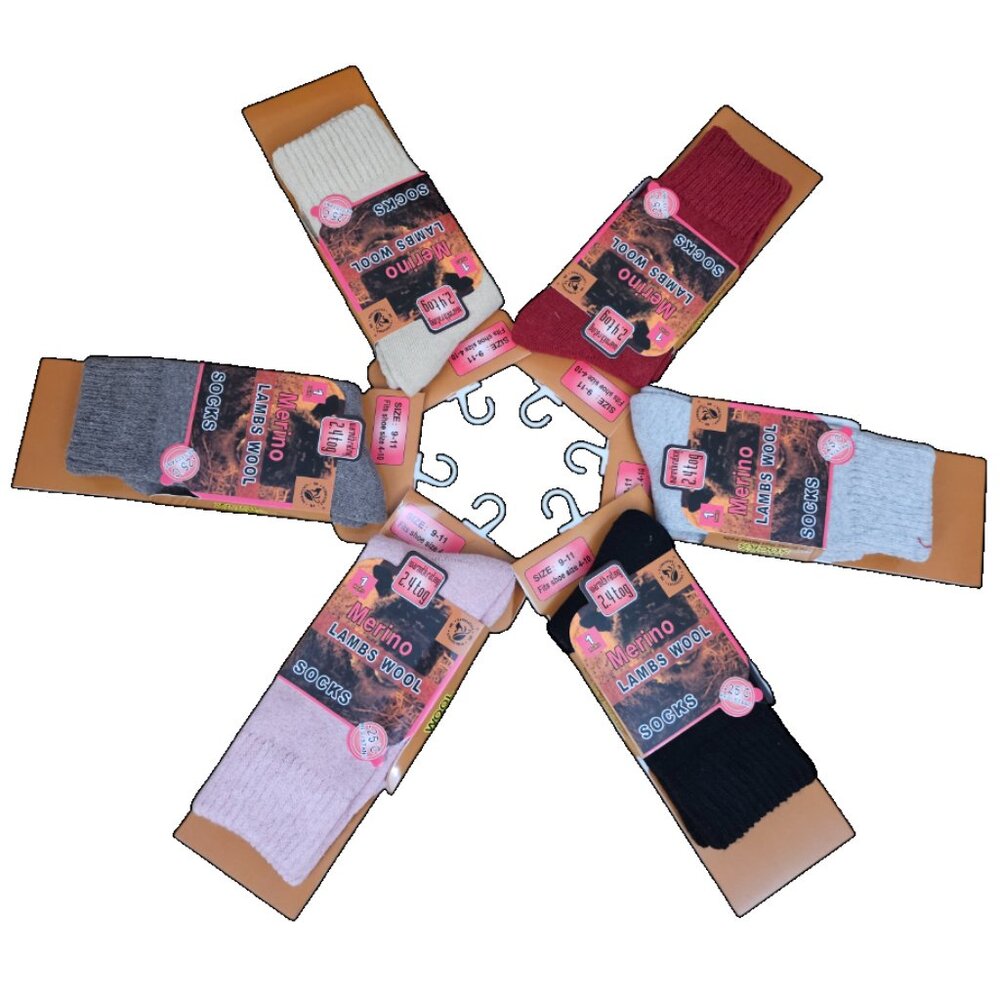 Women's Warm Winter Merino Lambs Wool Socks, Bundle of 6 Pairs